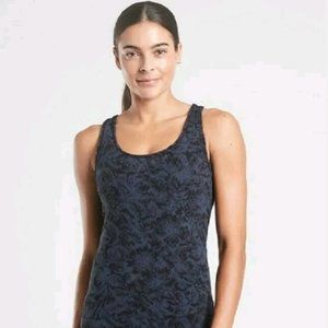 Athleta Scoop Tank Textured Black Blue ~ XS